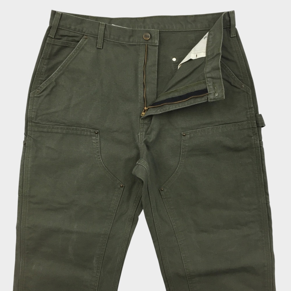 VINTAGE Carhartt Moss Green Double Knee Pants Mens 36x34 Original Dungaree Fit